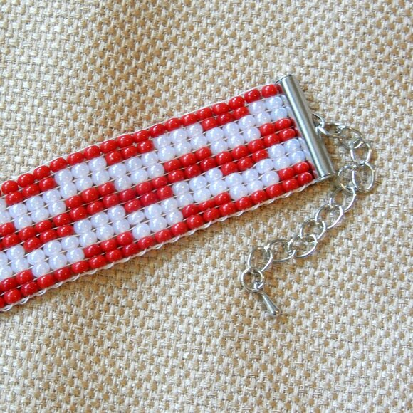 American flag USA bead bracelet, handmade, adjustable length - Picture 5 of 8